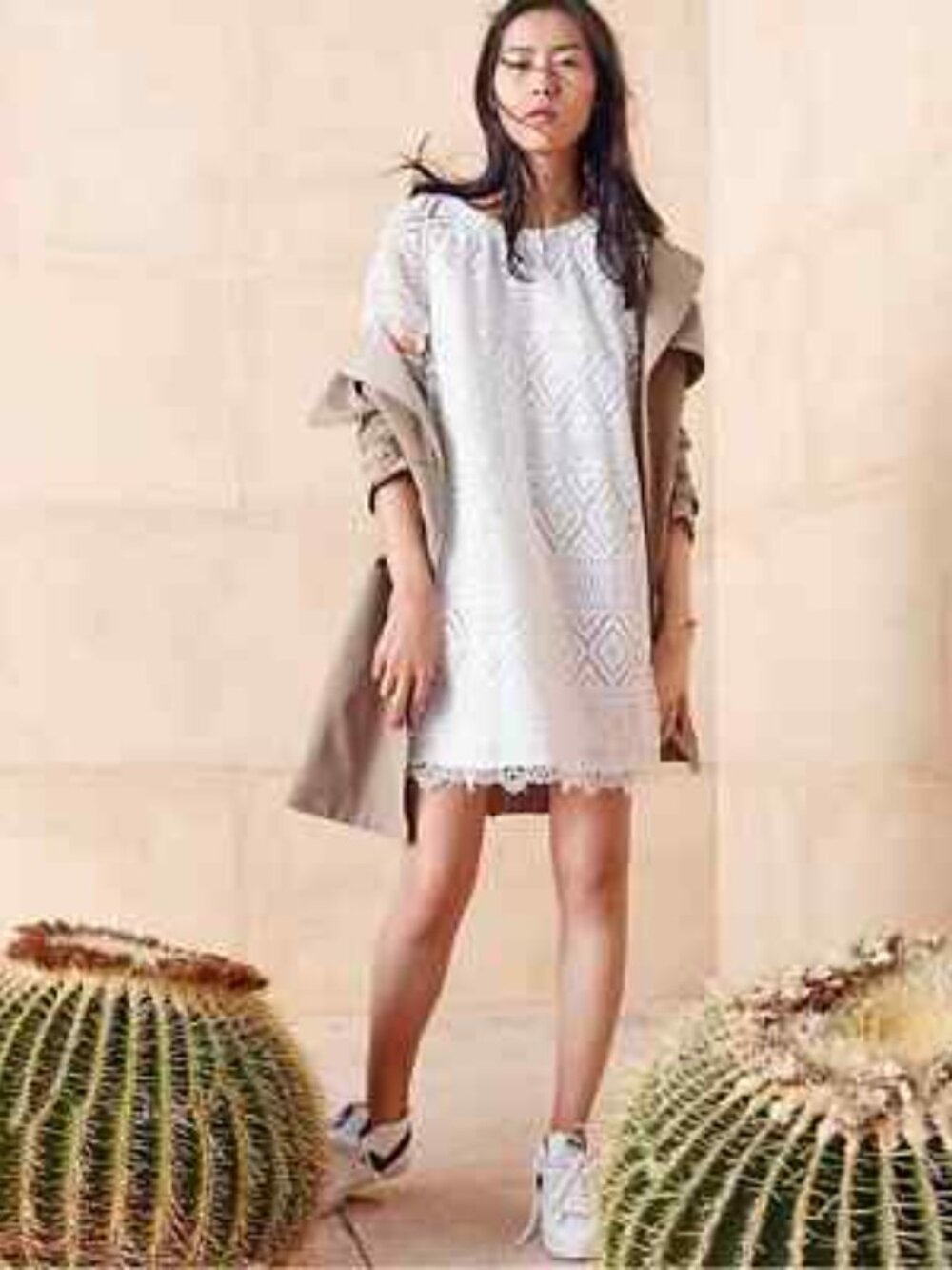 Madewell (Size 10) White Crochet Lace Lyric Dress Shift Sheath Scalloped Hem